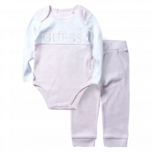 Βρεφικό σετ φόρμας GUESS για αγόρια Baby Icon ροζ επώνυμο καθημερινό ζιπουνάκι άνετο βαμβακερό  μηών online (1)