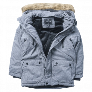 Παιδικό μπουφάν Hashatag για αγόρια Greyhood γκρι ζεστό άνετο καθημερινό σχολείο χειμωνιάτικο κουκούλα (1)