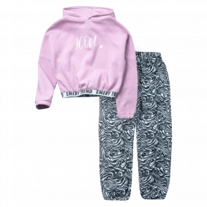 Παιδικό σετ φόρμας Emery για κορίτσια icon zebra ροζ online σχολείο καθημερινό άνετο ζεστό χειμωνιάτικο ετών (1)