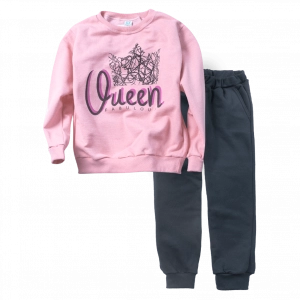 Παιδικό σετ φόρμας Online για κορίτσια Queen Fabulous ροζ σχολείο άνετο μοντέρνο καθημερινό ετών online  (1)