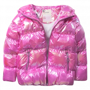 Παιδικό μπουφάν New College για κορίτσια Shinny φούξια puffer online σχολείο καθημερινό ζεστό χειμωνιάτικο γυαλιστερό ετών (1)