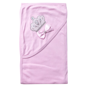 Βρεφική κουβέρτα Online για κορίτσια PinkPrincessOn ροζ 80x80 πριγκιπικά με κορώνα πικέ βελόυδινη απαλή μηνών online (3)