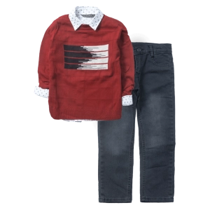 Παιδικό σετ Online για αγόρια ClassicOne κόκκινο χειμωνιάτικο πλεκτο γιορτές βόλτα ετών casual online (7)