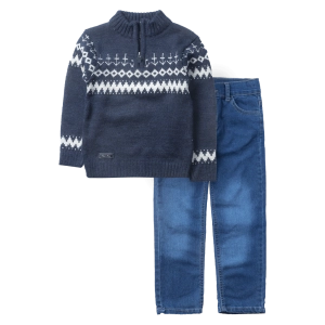 Παιδικό σετ Online για αγόρια TRG μπλε άνετο ζεστό πλεκτό πουλόβερ βόλτα γιορτές χειμωνιάτικο casual online ετών (1)