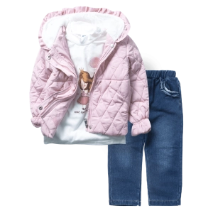 Βρεφικό σετ New College για κορίτσια happy princess ροζ σετάκια με μπουφάν ζουζουνιάρικα για μωρά online