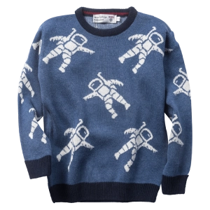 Παιδική μπλούζα New College για αγόρια Space boy μπλε καθημερινές χειμωνιάτικες με στάμπα πλεκτές μπλούζες online (1)