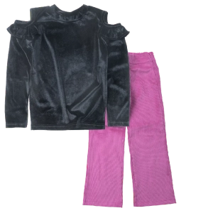 Παιδική μπλούζα Serafino για κορίτσια Lila μαύρο χειμωνιάτικο βελόυδινο χειμωνιάτικο ζεστό άνετο βόλτα ετών online (1) | Παιδικό παντελόνι Serafino για κορίτσια Rose φούξια κοτλέ χειμωνιάτικο άνετο ζεστό βόλτα καμπάνα ετών online (1) 