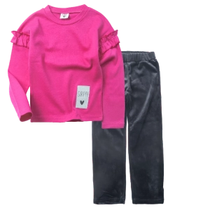 Παιδική μπλούζα Serafino για κορίτσια Carnation φούξια online καθημερινή άνετη φθινοπωρινή ανοιξιάτικη βόλτα ετών (1) | Παιδικό παντελόνι Serafino για κορίτσια Daffodil μαύρο βελούδινο χειμωνιάτικο άνετο ζεστό καθημερινό βόλτα  ετών online (1) 