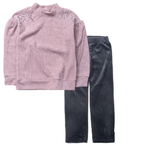 Παιδική μπλούζα Serafino για κορίτσια Royal ροζ πλεκτή χειμωνιάτικη ζεστή άνετη βόλτα ετών online (1) | Παιδικό παντελόνι Serafino για κορίτσια Daffodil μαύρο βελούδινο χειμωνιάτικο άνετο ζεστό καθημερινό βόλτα  ετών online (1) 