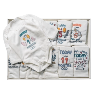 Βρεφικά ζιπουνάκια για μωρά Iam12 μήνες άσπρο σετ δώρου για νεογεννητο για φωτογραφήσεις μήνες  (1)