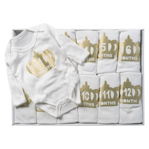 Βρεφικά ζιπουνάκια για μωρά KingQueen12 μήνες άσπρο σετ δώρου για νεογεννητο για φωτογραφήσεις μήνες  (3)
