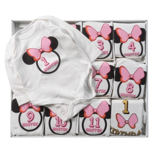 Βρεφικά ζιπουνάκια για κορίτσια Minnie 12 μήνες άσπρο σετ δώρου για νεογεννητο για φωτογραφήσεις μήνες  (2)