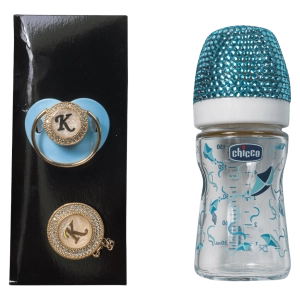 Σετ μπιμπερό πιπίλα Chicco για αγόρια με στρας K γαλάζιο αγορίστικο βρεφικό πριγκιπικο σετ Online  (4)
