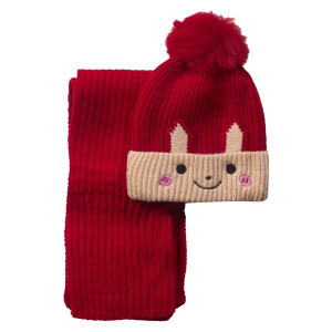 Παιδικό σετ σκούφος & κασκόλ  cute bear κόκκινο χειμώνας οικονομικό ζεστό ετών online (1)