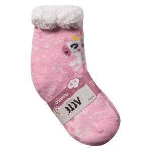 Παιδικές καλτσοπαντόφλες για κορίτσια unicorn ροζ κορίστικες γουνινεσ ζεστές για το κρύο ετών Online (1)