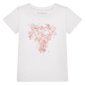 Παιδική  μπλούζα GUESS για κορίτσια Blossom άσπρο επώνυμο καλοκαιρινό βαμβακερό καθημερινό ετών online (2)