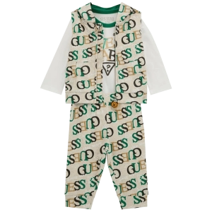 Βρεφικό σετ φόρμας GUESS για αγόρια Baby μπεζ επωνυμο αμάνικο βαμβακερό δώρο ετών online (2)