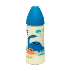 Βρεφικό μπιμπερό Suavinex για αγόρια Dino μπλε 270ml +0m αγορίστικα για μωρά σιλικόνη online