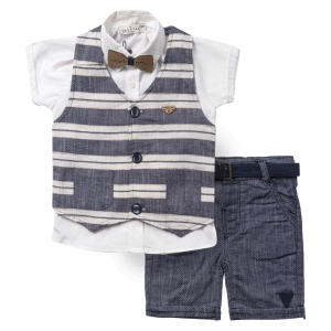 Παιδικό σετ Hashtag για αγόρια Stripes μπλε με πουκάμισο με παντελονάκι αγορίστικα online (1)