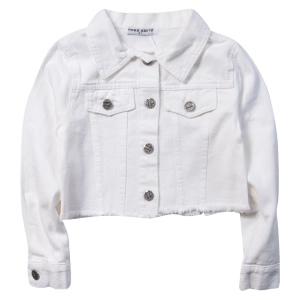 Παιδικό μπουφάν Εβίτα για κορίτσια Shine άσπρο τζιν καθημερινό βόλτα ανοιξιάτικο κοντό ετών casual crop jean online (1)