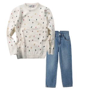 Παιδική μπλούζα New College για κορίτσια Paint full μπεζ καθημερινές ζεστές πλεκτές  online (1) | Παιδικό παντελόνι τζιν name it για κορίτσια buggy3 μπλε jean κοριτσίστικα φαρδυά καμπάνα μπάγκι 