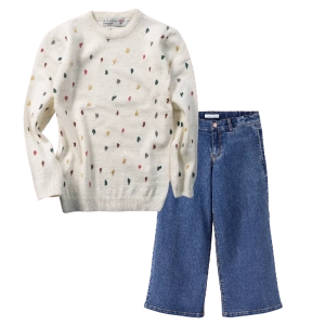 Παιδική μπλούζα New College για κορίτσια Paint full μπεζ καθημερινές ζεστές πλεκτές  online (1) | Παιδικό παντελόνι τζιν name it για κορίτσια buggy2 μπλε jean κοριτσίστικα φαρδυά καμπάνα μπάγκι 