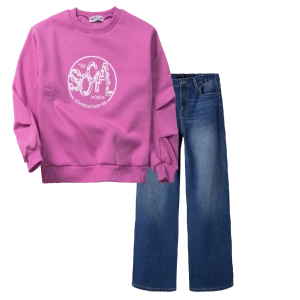 Παιδική μπλούζα ΝΕΚ για κορίτσια social ροζ ζεστό φούτερ για το σχολείο ετών 0nline (4) | Παιδικό παντελόνι Name it για κορίτσια Beeyou μπλε καθημερινά ετών εποχιακά επώνυμα online (1) 