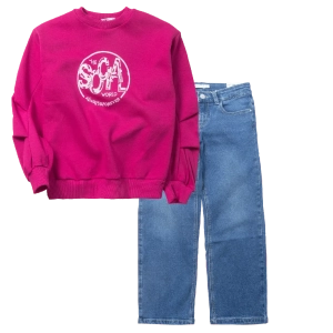 Παιδική μπλούζα ΝΕΚ για κορίτσια sosial φούξια ζεστό φούτερ για το σχολείο ετών 0nline (4) | Παιδικό παντελόνι Name it για κορίτσια Pilaties τζιν κοριτσίστικο μοντέρνο καθημερινό ετών online (1) 