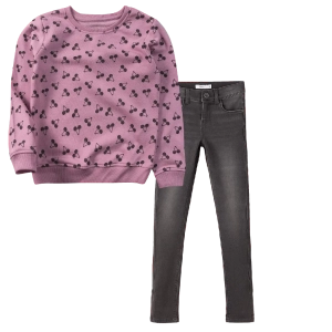 Παιδική μπλούζα Losan για κορίτσια Cherries ροζ καθημερινά κοριτσίστικα online  (1) | Παιδικό παντελόνι Name It για κορίτσια One μαύρο καθημερινά εποχιακά ετών επώνυμα online (1) 