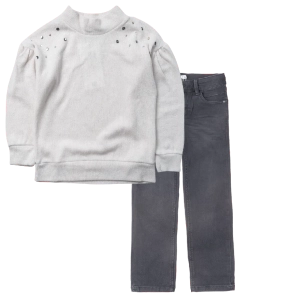 Παιδική μπλούζα Serafino για κορίτσια Royal μπεζ πλεκτή χειμωνιάτικη ζεστή βόλτα ετών online (1) | Παιδικό παντελόνι Name It για αγόρια Slim Jean μαύρο καθημερινό εποχιακό τζιν για αγοράκια ετών online2 