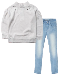 Παιδική μπλούζα Serafino για κορίτσια Royal μπεζ πλεκτή χειμωνιάτικη ζεστή βόλτα ετών online (1) | Παιδικό παντελόνι Name It για αγόρια Boss μπλε εποχιακά καθημερινά ετών επώνυμα online (2) 