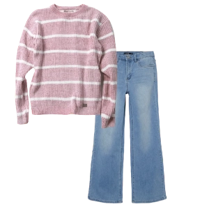 Παιδική μπλούζα Εβίτα για κορίτσια Lines ροζ μοντέρνο πουλόβερ ζεστό ετών online (1) | Παιδικό παντελόνι Name It για κορίτσια Modern μπλε  καθημερινά επώνυμα ετών εποχιακά online (1) 