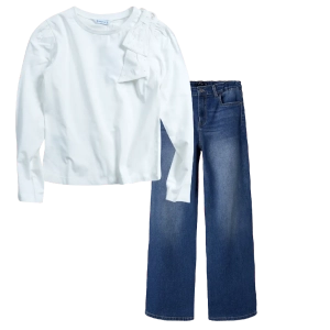 Παιδική μπλούζα Mαyoral για κορίτσια Coolt άσπρο μοντέρνα επώνυμη ετών online (1) | Παιδικό παντελόνι Name it για κορίτσια Beeyou μπλε καθημερινά ετών εποχιακά επώνυμα online (1) 