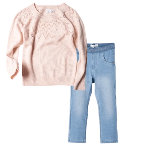 Παιδική μπλούζα Name it για κορίτσια Cavity Σομόν κοριτσίστικες πλεχτές μπλούζες επώνυμες | Παιδικό παντελόνι Name It για κορίτσια Absolute μπλε επώνυμα ετών εποχιακά καθημερινά online (1) 