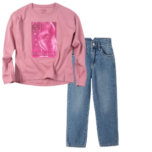 Παιδική μπλούζα Losan για κορίτσια Gems ροζ καθημερινή άνετη επώνυμη βόλτα σχολείο ετών online (1) | Παιδικό παντελόνι τζιν name it για κορίτσια buggy3 μπλε jean κοριτσίστικα φαρδυά καμπάνα μπάγκι 