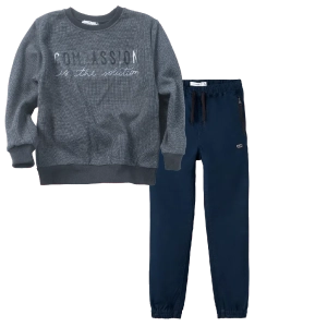 Παιδική μπλούζα Hashtag για αγόρια Compassion ανθρακί  μοντέρνα καθημερινή σχολείο βόλτα ετών online  (1) | Παιδικό παντελόνι Name It για αγόρια Sap μπλε καθημερινά ετών επώνυμα online (2) 