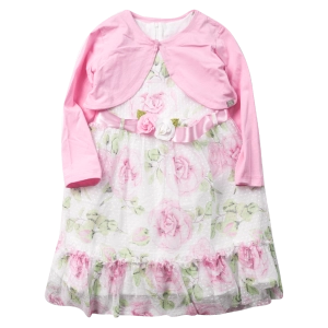 Βρεφικό φόρεμα Εβίτα για κορίτσια Rosa ροζ ζακέτα τούλι λουλούδια φλοράλ ετών casual online (1)