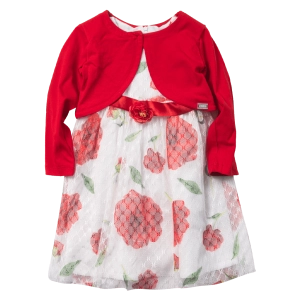 Παιδικό φόρεμα Εβίτα για κορίτσια Rosal κόκκινο ζακέτα τούλι λουλούδια φλοράλ ετών casual online (1)