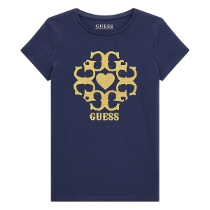 Παιδική μπλούζα Guess για κορίτσια Goldie μπλε επώνυμη οικονομική βαμβακερή καλοκαιρινή ετών Online  (1)