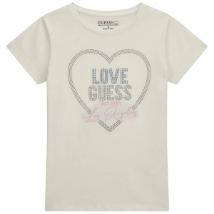 Παιδική μπλούζα Guess για κορίτσια Gem άσπρο καθημερινή καλοκαιρινή μακό επώνυμο ετών online (2)
