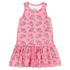 Παιδικό φόρεμα για κορίτσια Losan unicorn princess ροζ καθημερινό μακό καλοκαιρινό αμάνικο βαμβακερό μονόκερους ετών online (2)