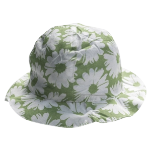 Παιδικό καπέλο για κορίτσια flowers of summer πράσινο καλοκαρινά στρογγυλά μεγάλοα καπελάκια με λουλούδια floral