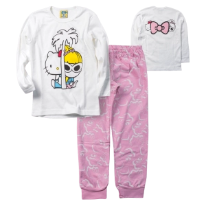 Παιιδική πιτζάμα like για κορίτσια sunny kitty ροζ χειμερινές πιτζάμες ελληνικές βαμβακερές ετών