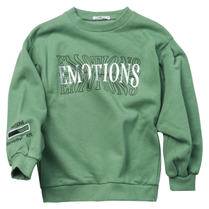 Παιδική μπλούζα φούτερ NEK Emotions πράσινο φούτερ χοντρό χειμερινό  μοντέρνα φαρδιά ετών