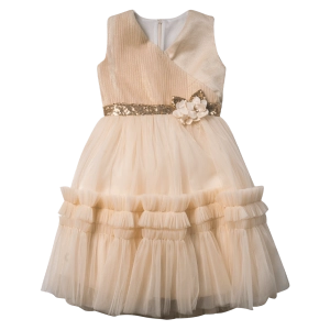 Παιδικό φόρεμα αμπιγέ για κορίτσια Minor μπεζ παρανυφάκι γάμο βάφτιση καλό τούλι ετών online (1)