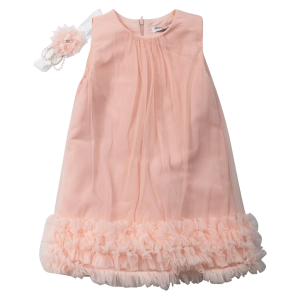 Βρεφικό φόρεμα Εβίτα για κορίτσια Emy σομόν αμπιγέ τούλι γάμος βάφτιση μηνών online (1)
