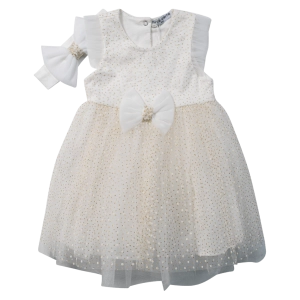 Βρεφικό φόρεμα Εβίτα για κορίτσια Juliet άσπρο καλοκαιρινό οικονομικό τούλι κορδέλα μηνών online (1)