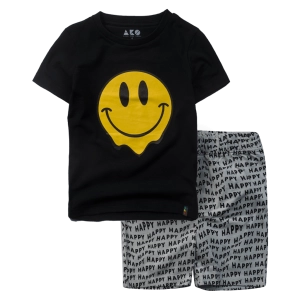 Παιδική πιτζάμα AKO για αγόρια Happy Face μαύρο άνετο καλοκαιρινό σπίτι μακό ύπνο ετών online (5)