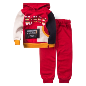 Παιδικό σετ φόρμας για αγόρια Kings κόκκινο χειμωνιάτικο χνούδι άνετο σχολείο κουκούλα ετών online (1)