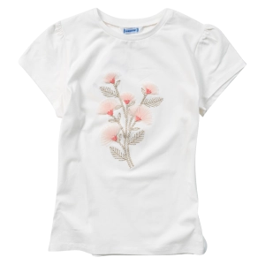 Παιδική μπλούζα Mayoral για κορίτσια Peonia άσπρο επώνυμο καλοκαιρινή μοντέρνα ετών online (1)